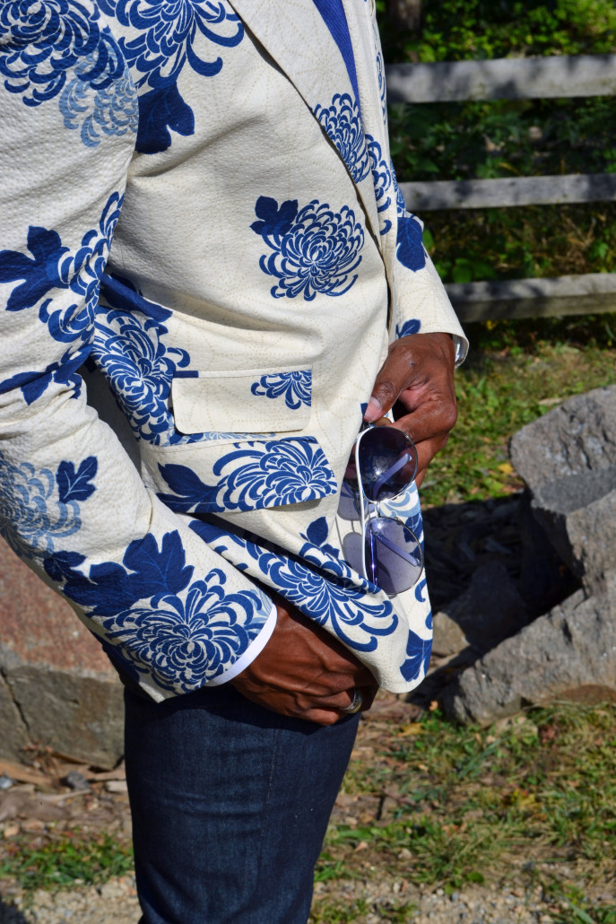 Closeup 2 of the Billy Reid floral blazer