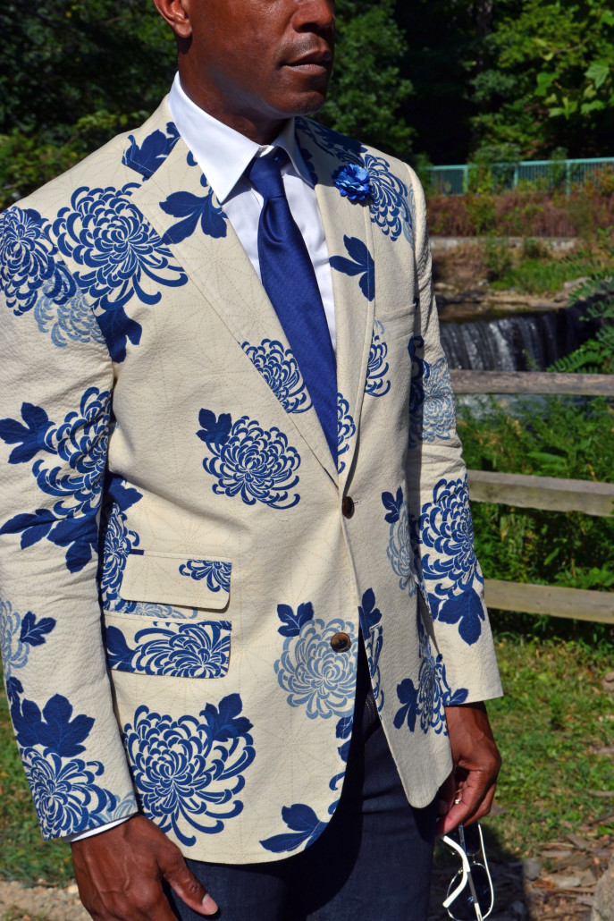 Closeup of the floral blazer