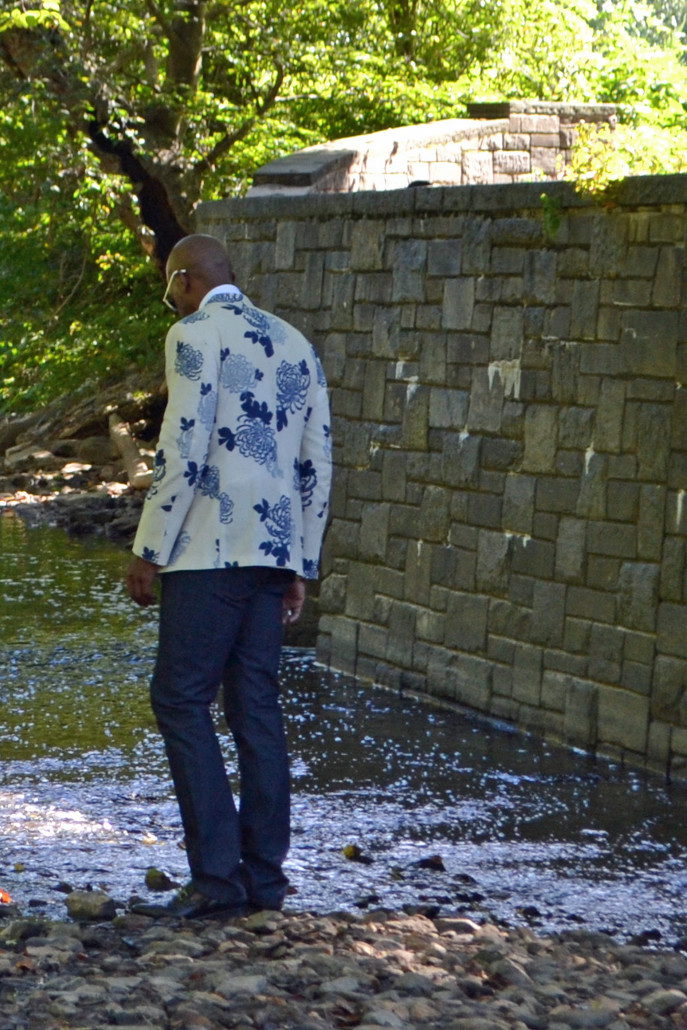 Floral blazer from the back