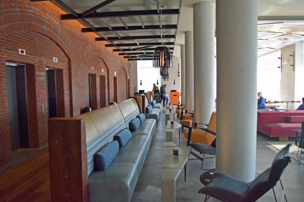 The lobby of the Hotel Indigo