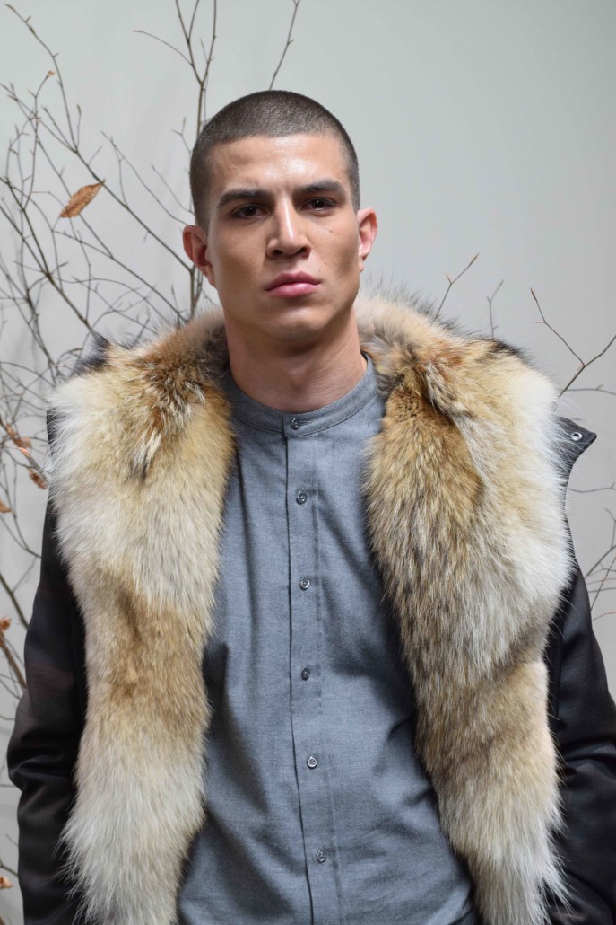Striking fur collar seen on in the Brett Johnson A/W 2016 collection