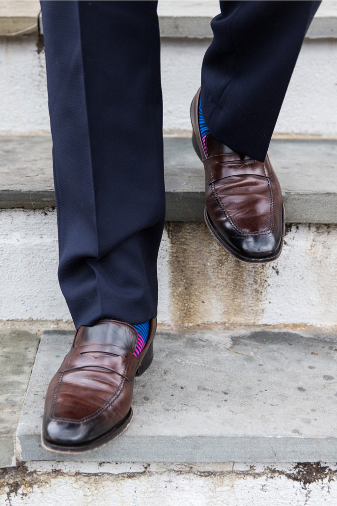 Business ready loafer on steps to boot