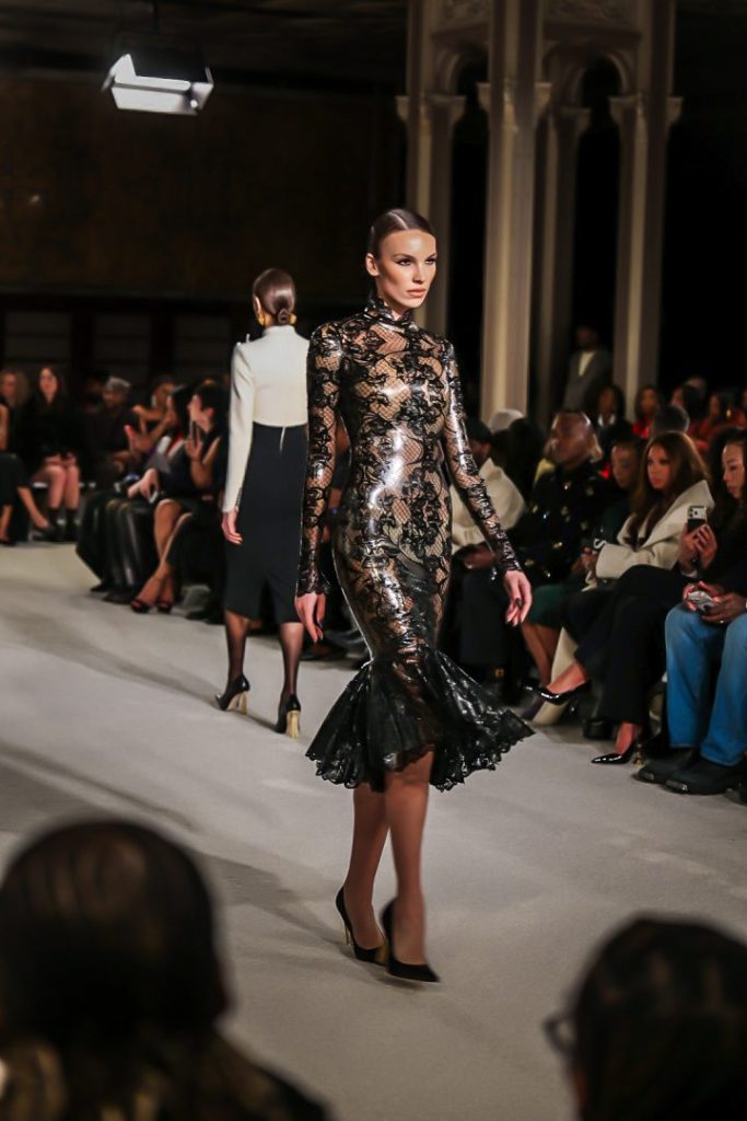 Sergio Hudson NYFW Fall Winter 2026 lace evening dress look
